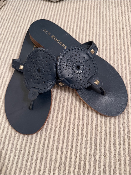 Jack Rogers Shoes - Jack Rogers Navy Leather Sandals
